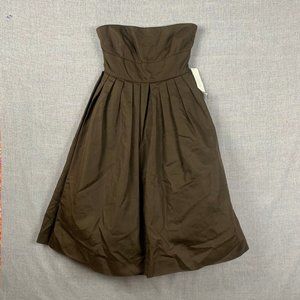 J. Crew Brown Pleated Strapless Dress Size 4
